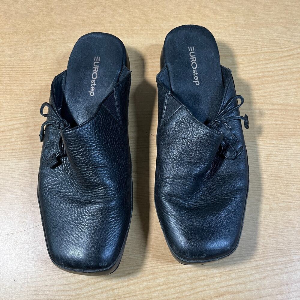 Eurostep Demure Black Leather Mules Womens size 9